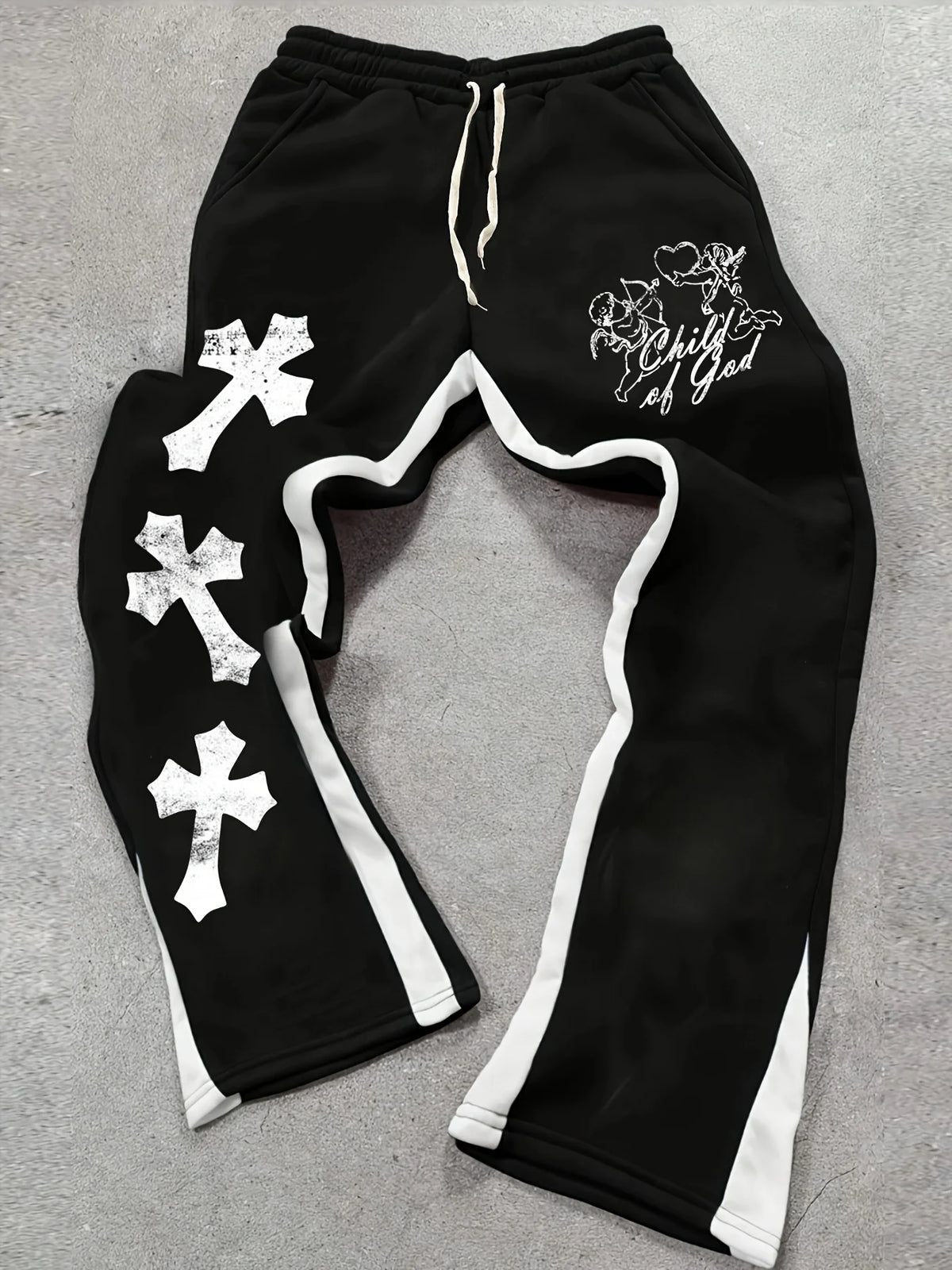 Cross Print Flared Sweatpants