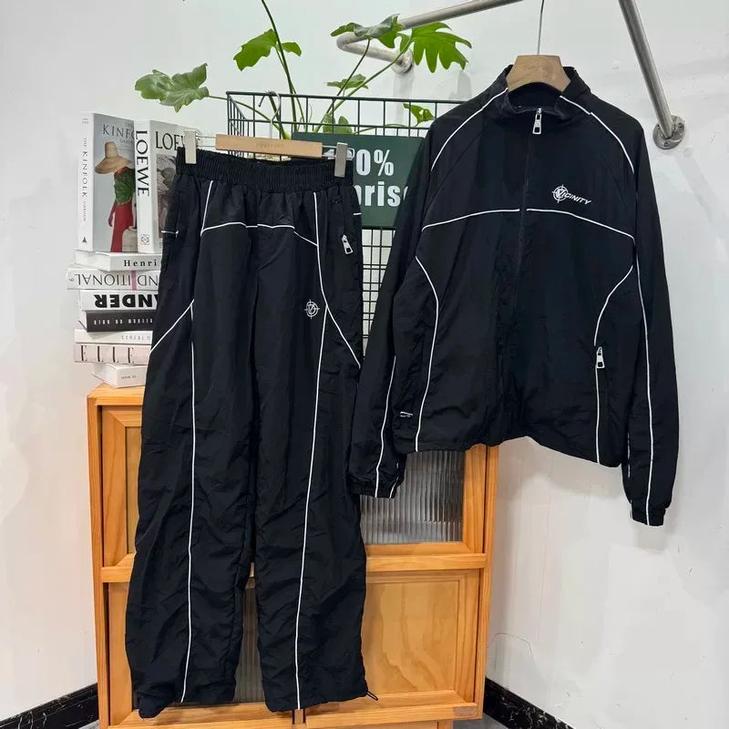 Y2K Black Embroidered Tracksuit
