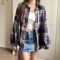 Purple Plaid Button-Down Shirt