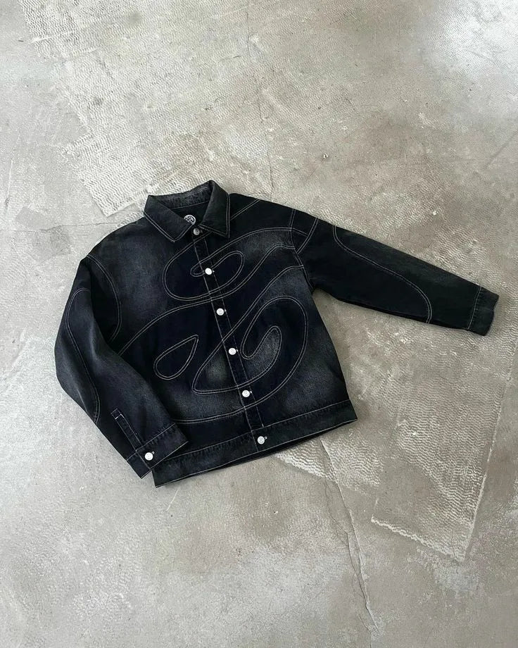 Y2K Black Embroidered Tracksuit