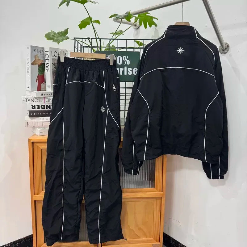 Y2K Black Embroidered Tracksuit